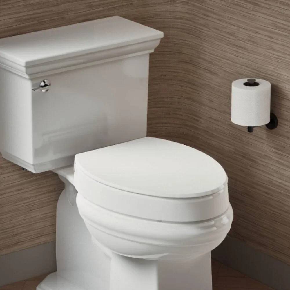 KOHLER Hyten Elevated Quiet-Close Elongated Toilet‎ Seat in White 25875-0